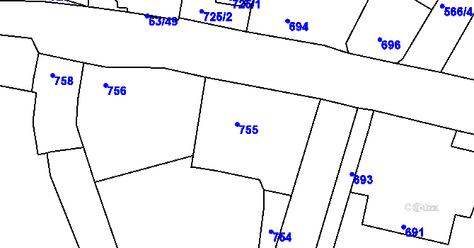 Parcela st. 755 v KÚ Domanín, Katastrální mapa