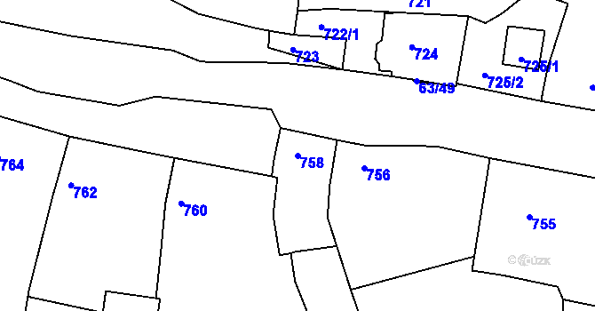 Parcela st. 758 v KÚ Domanín, Katastrální mapa