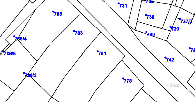 Parcela st. 781 v KÚ Domanín, Katastrální mapa
