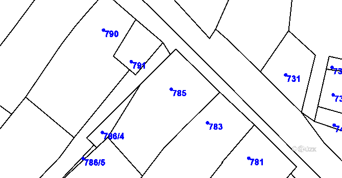 Parcela st. 785 v KÚ Domanín, Katastrální mapa