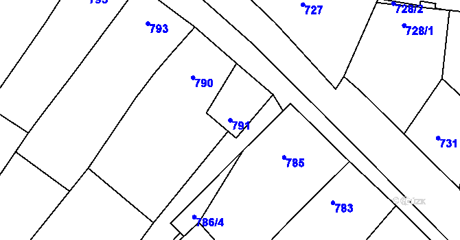 Parcela st. 791 v KÚ Domanín, Katastrální mapa