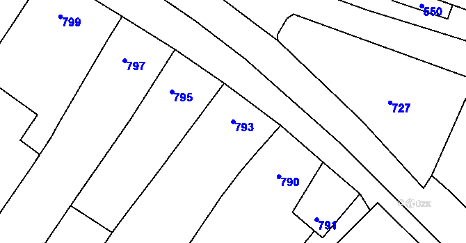 Parcela st. 793 v KÚ Domanín, Katastrální mapa