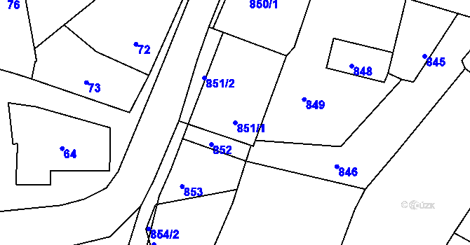 Parcela st. 851/1 v KÚ Domanín, Katastrální mapa