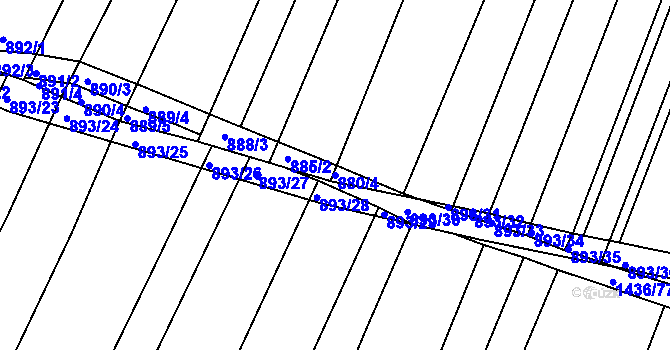 Parcela st. 880/4 v KÚ Domanín, Katastrální mapa
