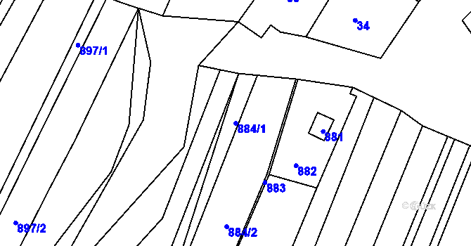Parcela st. 884/1 v KÚ Domanín, Katastrální mapa