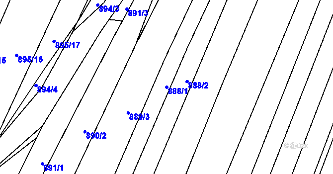 Parcela st. 888/1 v KÚ Domanín, Katastrální mapa