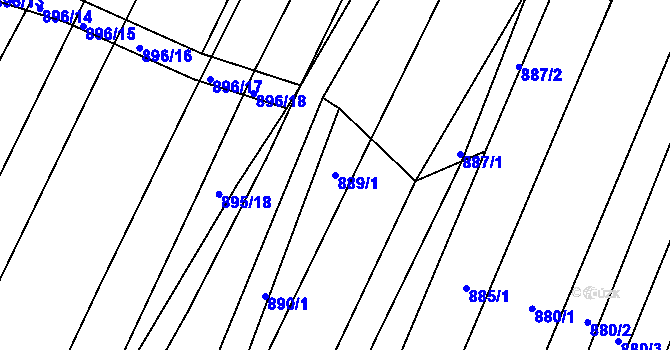 Parcela st. 889/1 v KÚ Domanín, Katastrální mapa