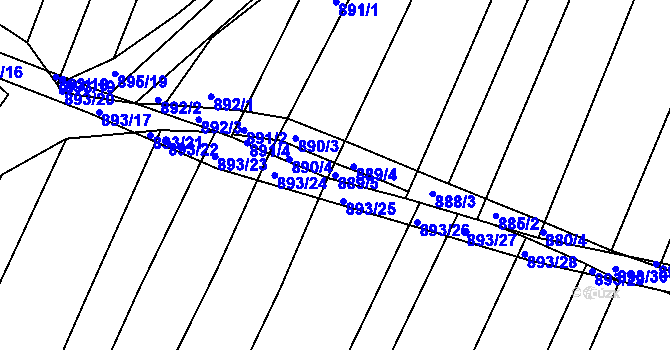 Parcela st. 889/5 v KÚ Domanín, Katastrální mapa