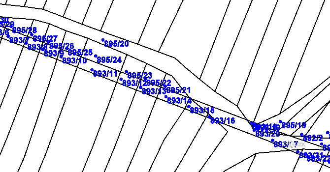 Parcela st. 895/21 v KÚ Domanín, Katastrální mapa