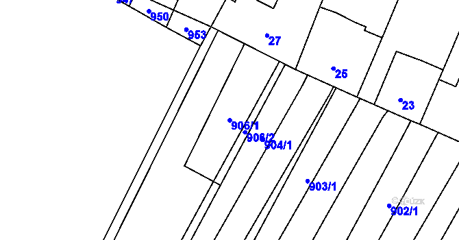 Parcela st. 906/1 v KÚ Domanín, Katastrální mapa
