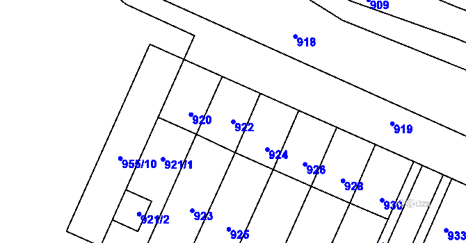 Parcela st. 922 v KÚ Domanín, Katastrální mapa