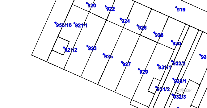 Parcela st. 925 v KÚ Domanín, Katastrální mapa