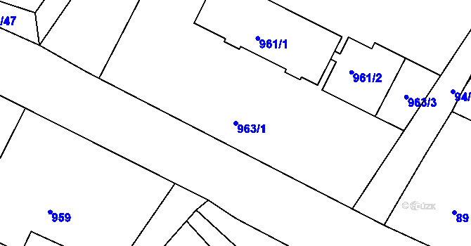 Parcela st. 963/1 v KÚ Domanín, Katastrální mapa