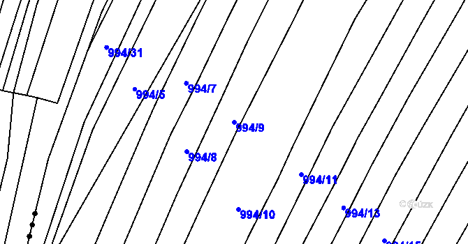 Parcela st. 994/9 v KÚ Domanín, Katastrální mapa