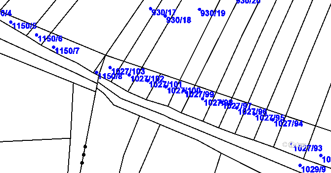 Parcela st. 1027/100 v KÚ Domanín, Katastrální mapa