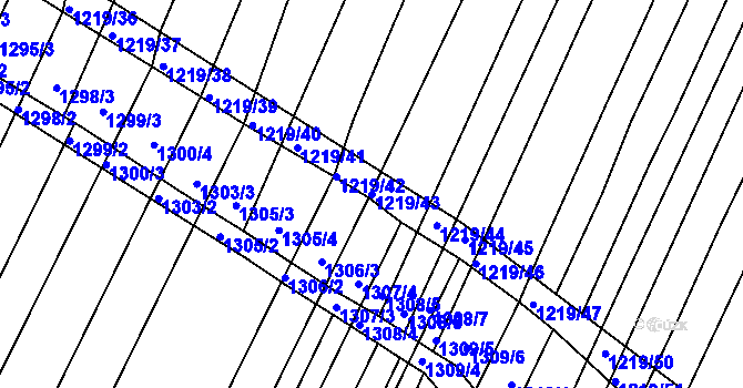 Parcela st. 1219/43 v KÚ Domanín, Katastrální mapa