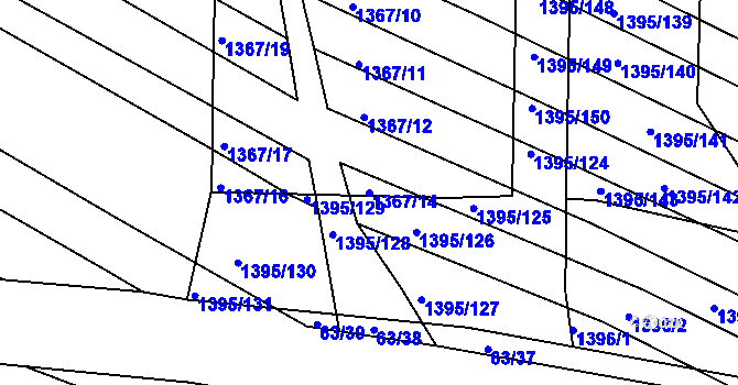 Parcela st. 1367/14 v KÚ Domanín, Katastrální mapa