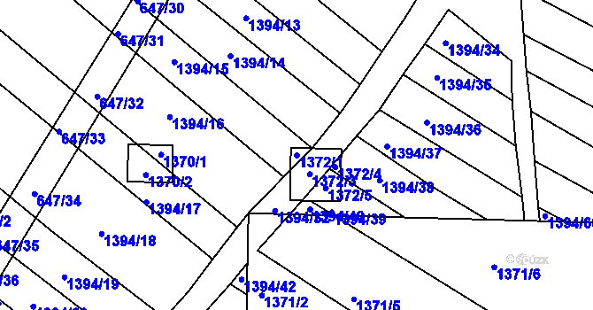 Parcela st. 1372/1 v KÚ Domanín, Katastrální mapa