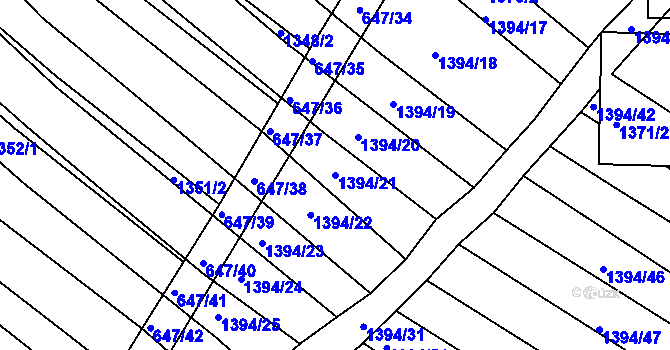 Parcela st. 1394/21 v KÚ Domanín, Katastrální mapa