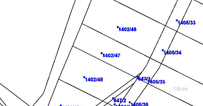 Parcela st. 1402/47 v KÚ Domanín, Katastrální mapa