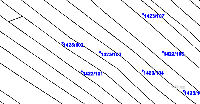 Parcela st. 1423/103 v KÚ Domanín, Katastrální mapa