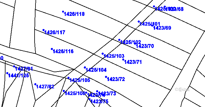 Parcela st. 1425/103 v KÚ Domanín, Katastrální mapa
