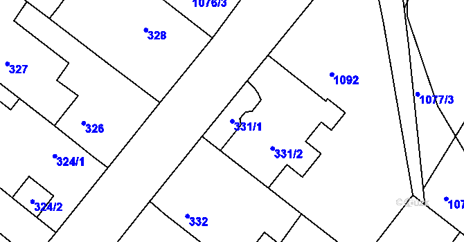 Parcela st. 331/1 v KÚ Domanín, Katastrální mapa