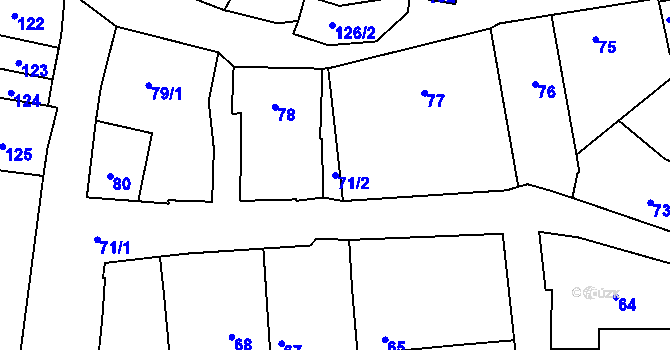 Parcela st. 71/2 v KÚ Domanín, Katastrální mapa