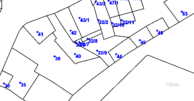 Parcela st. 32/9 v KÚ Domanín, Katastrální mapa