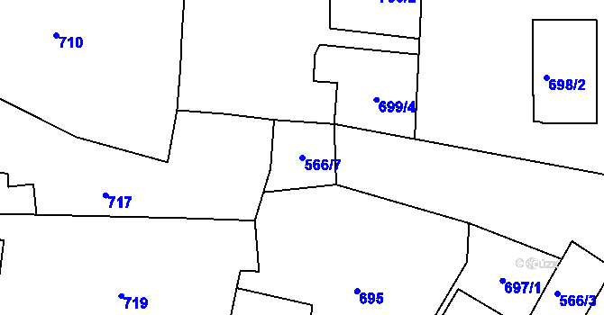 Parcela st. 566/7 v KÚ Domanín, Katastrální mapa