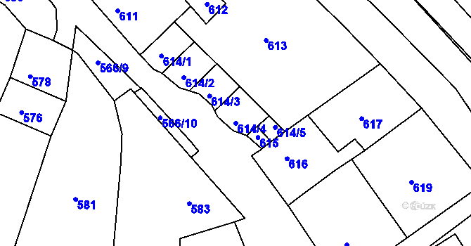 Parcela st. 614/4 v KÚ Domanín, Katastrální mapa
