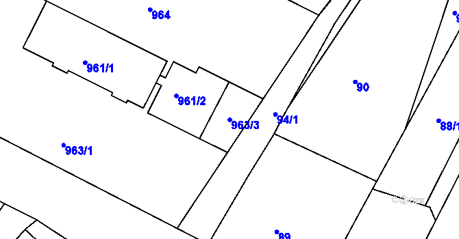 Parcela st. 963/3 v KÚ Domanín, Katastrální mapa