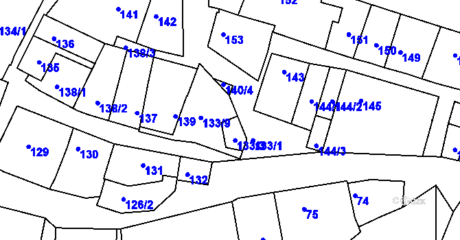 Parcela st. 140/3 v KÚ Domanín, Katastrální mapa