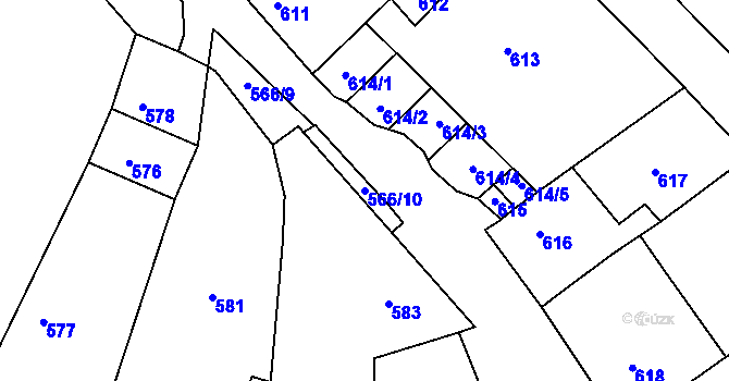 Parcela st. 566/10 v KÚ Domanín, Katastrální mapa