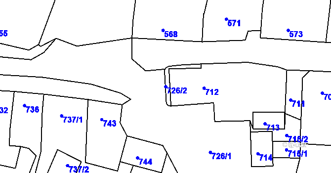 Parcela st. 726/2 v KÚ Domanín, Katastrální mapa