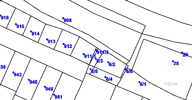 Parcela st. 911/2 v KÚ Domanín, Katastrální mapa