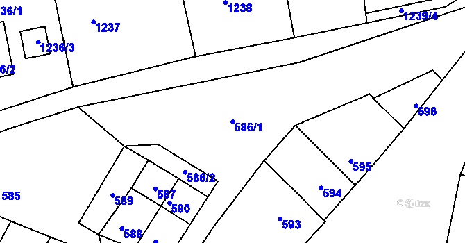 Parcela st. 586/1 v KÚ Domanín, Katastrální mapa