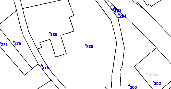 Parcela st. 286 v KÚ Domanín u Bystřice nad Pernštejnem, Katastrální mapa