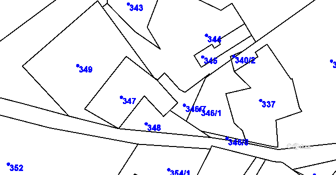 Parcela st. 346/3 v KÚ Domanín u Bystřice nad Pernštejnem, Katastrální mapa