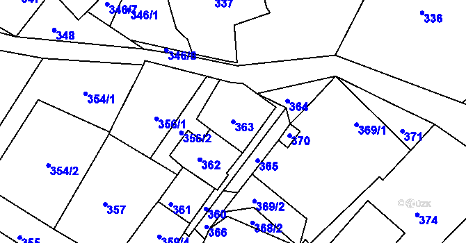 Parcela st. 363 v KÚ Domanín u Bystřice nad Pernštejnem, Katastrální mapa