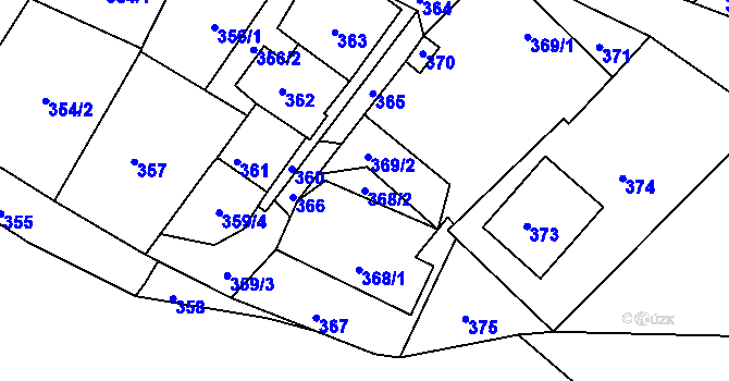 Parcela st. 368/2 v KÚ Domanín u Bystřice nad Pernštejnem, Katastrální mapa