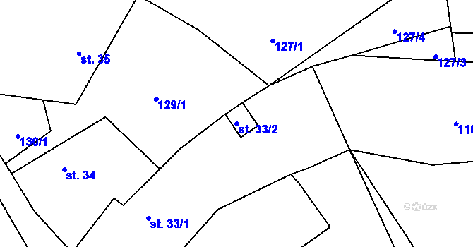 Parcela st. 33/2 v KÚ Domašice, Katastrální mapa
