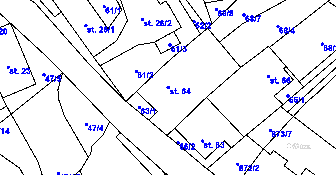 Parcela st. 64 v KÚ Domašice, Katastrální mapa