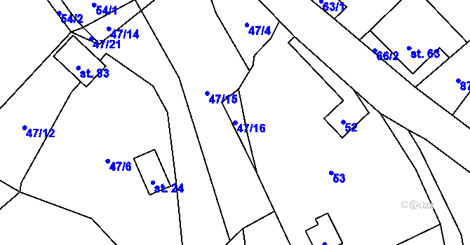 Parcela st. 47/16 v KÚ Domašice, Katastrální mapa