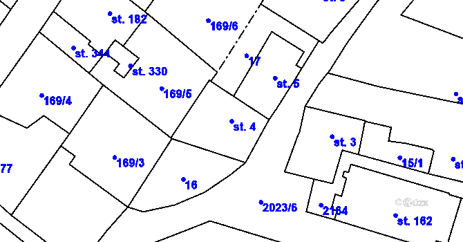 Parcela st. 4 v KÚ Domašín, Katastrální mapa