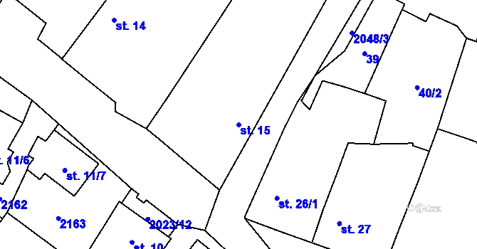 Parcela st. 15 v KÚ Domašín, Katastrální mapa