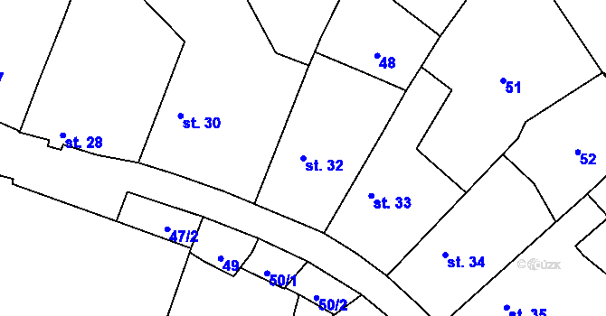 Parcela st. 32 v KÚ Domašín, Katastrální mapa
