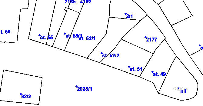 Parcela st. 52/2 v KÚ Domašín, Katastrální mapa
