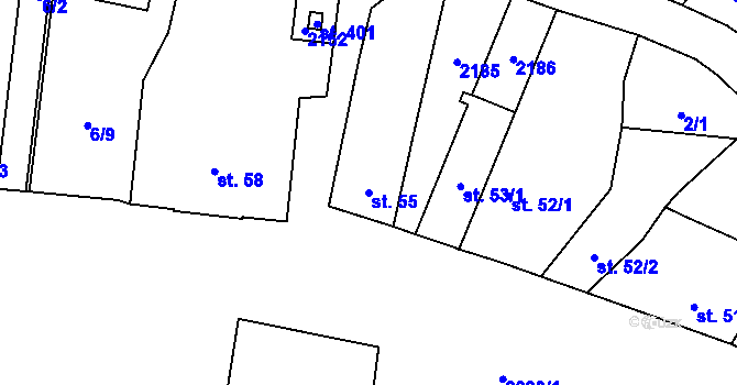 Parcela st. 55 v KÚ Domašín, Katastrální mapa