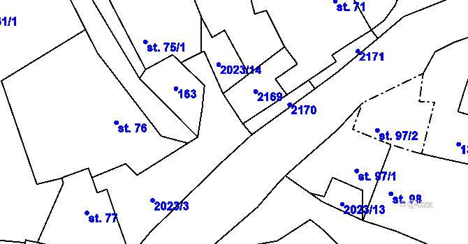 Parcela st. 73/5 v KÚ Domašín, Katastrální mapa